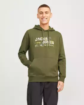 Мужская толстовка с длинными рукавами и вышивкой спереди Jack & Jones, зеленый