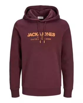Мужская толстовка с длинными рукавами и вышивкой спереди Jack & Jones, бордовый