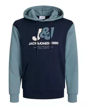 Мужская толстовка с длинными рукавами и вышивкой спереди Jack & Jones, темно-синий