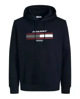 Мужская толстовка с длинными рукавами и вышивкой спереди Jack & Jones, темно-синий
