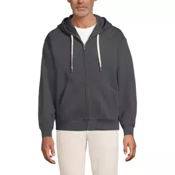 Мужская толстовка с длинными рукавами из французского трикотажа с застежкой-молнией Lands' End, цвет inkwell gray