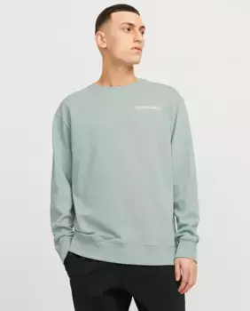 Мужская толстовка с длинными рукавами, круглым вырезом и принтом на спине Jack & Jones, зеленый