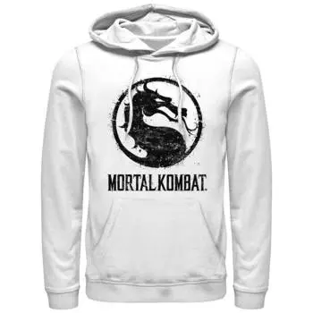 Мужская толстовка с графическим логотипом Mortal Kombat Splatter Licensed Character, белый