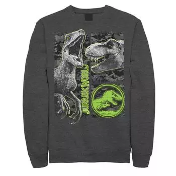 Мужская толстовка с камуфляжным принтом Jurassic World Two Raptor T-Rex и царапинами Licensed Character