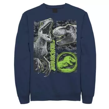 Мужская толстовка с камуфляжным принтом Jurassic World Two Raptor T-Rex и царапинами Licensed Character, синий