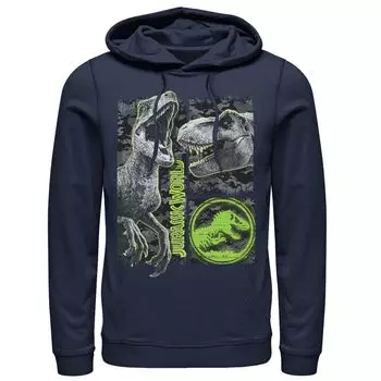 Мужская толстовка с камуфляжным принтом Jurassic World Two Raptor T-Rex и царапинами Licensed Character, синий