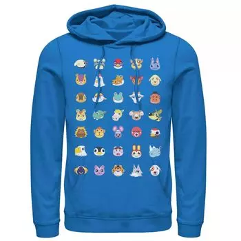 Мужская толстовка с капюшоном Animal Crossing New Horizons, групповая съемка, лица персонажей Licensed Character