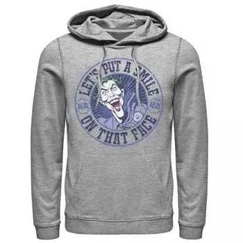 Мужская толстовка с капюшоном «Бэтмен Джокер» с улыбкой на штампе DC Comics