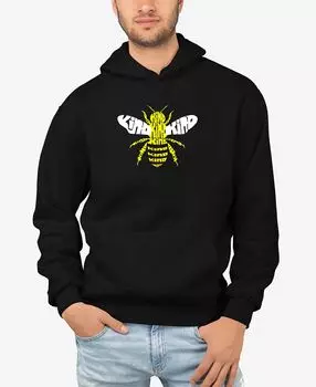 Мужская толстовка с капюшоном bee kind word art LA Pop Art, черный