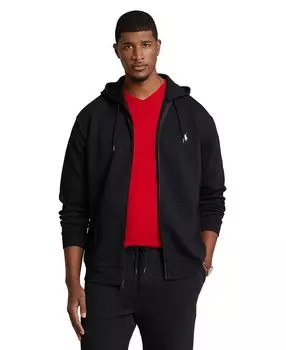 Мужская толстовка с капюшоном big & tall двойной вязки с молнией во всю длину Polo Ralph Lauren, черный