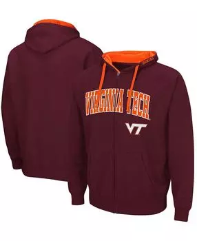 Мужская толстовка с капюшоном big and tall maroon virginia tech hokies arch logo 2.0 с молнией во всю длину Colosseum