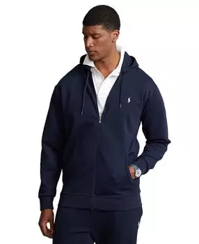 Мужская толстовка с капюшоном big & tall двойной вязки с молнией во всю длину Polo Ralph Lauren, синий