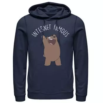 Мужская толстовка с капюшоном Cartoon Network We Bare Bears Internet Famous Licensed Character, синий