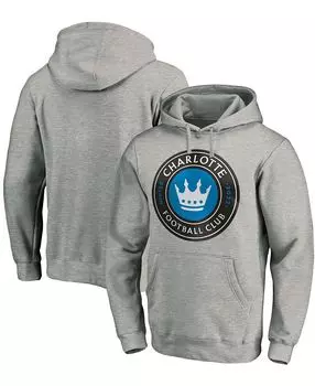 Мужская толстовка с капюшоном charlotte fc primary с логотипом серого меланжевого цвета Fanatics, мульти