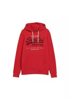 Мужская толстовка с капюшоном Classic Vintage Logo Heritage Hoodie, свитер с капюшоном, логотип Superdry., красный
