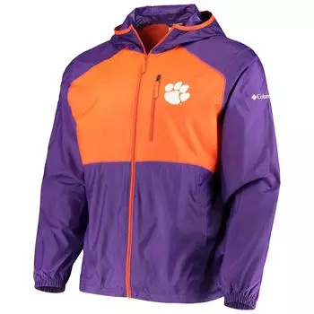 Мужская толстовка с капюшоном Columbia Purple/Orange Clemson Tigers Flash Forward, ветровка с молнией во всю длину