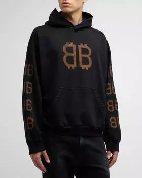 Мужская толстовка с капюшоном Crypto средней посадки Balenciaga, цвет 1055 Washed Black