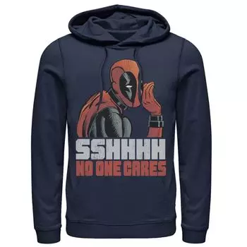 Мужская толстовка с капюшоном Deadpool SHHH No One Cares Whisper, Blue Marvel, синий