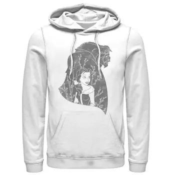 Мужская толстовка с капюшоном Disney Beauty & The Beast Silhouette в оттенках серого и с цветами Licensed Character
