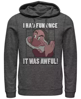 Мужская толстовка с капюшоном Disney "Белоснежка и семь гномов" Grumpy Had Fun Once Fifth Sun, серый