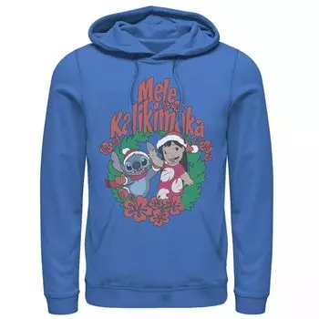 Мужская толстовка с капюшоном Disney Lilo & Stitch Christmas Mele Kalikimaka Wreath Licensed Character