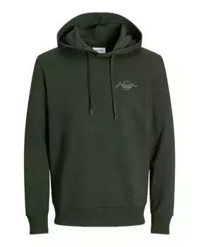 Мужская толстовка с капюшоном, длинными рукавами и логотипом спереди Jack & Jones, темно-зеленый