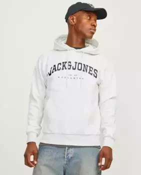 Мужская толстовка с капюшоном, длинными рукавами и принтом спереди Jack & Jones, белый