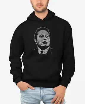 Мужская толстовка с капюшоном elon musk word art LA Pop Art, черный