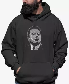 Мужская толстовка с капюшоном elon musk word art LA Pop Art, темно-серый