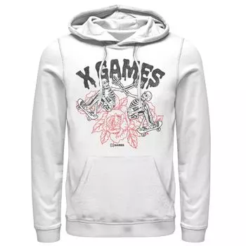 Мужская толстовка с капюшоном ESPN X Games с цветочным принтом и скелетонами с логотипом C1 Licensed Character