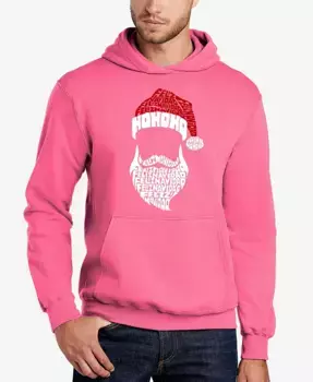 Мужская толстовка с капюшоном "Feliz Navidad Santa Claus Word Art" LA Pop Art, розовый