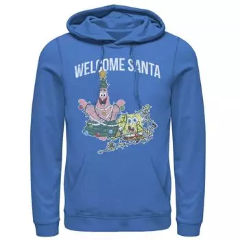 Мужская толстовка с капюшоном «Губка Боб Квадратные Штаны Патрик Стар Добро пожаловать в Рождество и Санта-Клаус» Nickelodeon