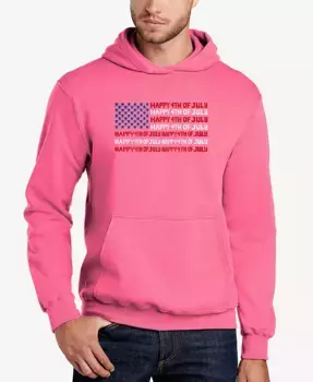 Мужская толстовка с капюшоном Happy 4th Of July Word Art LA Pop Art, розовый