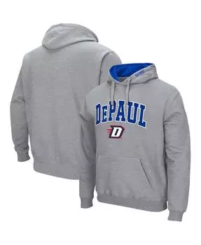 Мужская толстовка с капюшоном heather grey depaul blue demons arch and logo 3.0 Colosseum, мульти