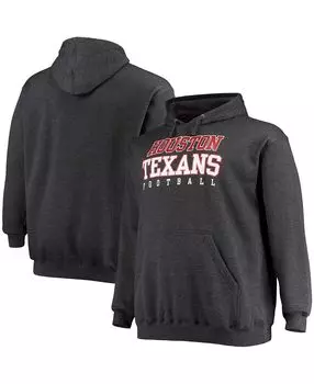 Мужская толстовка с капюшоном houston texans practice из меланжевого древесного угля для больших и высоких размеров Fanatics, мульти