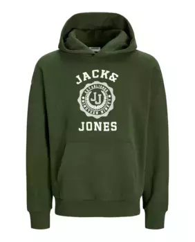 Мужская толстовка с капюшоном и длинными рукавами с принтом спереди Jack & Jones, зеленый