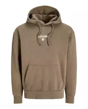 Мужская толстовка с капюшоном и длинными рукавами с принтом спереди Jack & Jones, светло-коричневый
