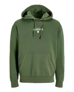 Мужская толстовка с капюшоном и длинными рукавами с принтом спереди Jack & Jones, зеленый