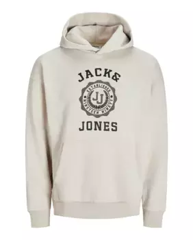 Мужская толстовка с капюшоном и длинными рукавами с принтом спереди Jack & Jones, бежевый
