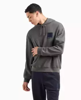 Мужская толстовка с капюшоном и капсульной нашивкой A LINE с логотипом Armani Exchange, серый