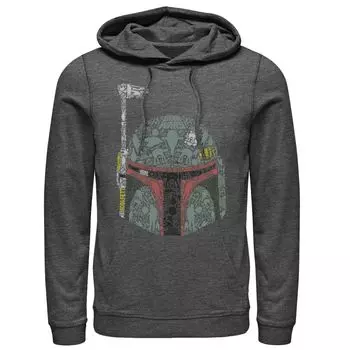 Мужская толстовка с капюшоном и капюшоном с силуэтом Боба Фетта Star Wars
