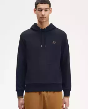 Мужская толстовка с капюшоном и карманом Fred Perry, темно-синий