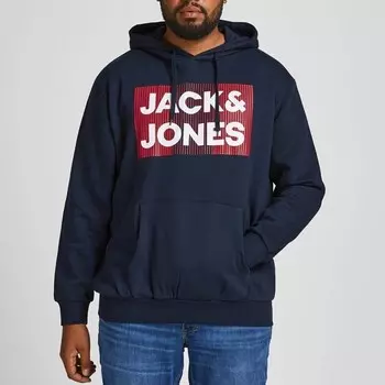 Мужская толстовка с капюшоном и логотипом, большой размер Jack & Jones, синий