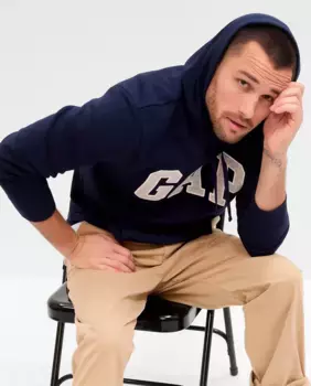 Мужская толстовка с капюшоном и логотипом Gap, темно-синий