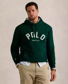 Мужская толстовка с капюшоном и логотипом Polo больших размеров Polo Ralph Lauren, темно-зеленый