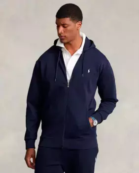 Мужская толстовка с капюшоном и молнией больших размеров Polo Ralph Lauren, темно-синий