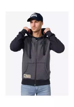 Мужская толстовка с капюшоном и молнией, приталенного кроя SLOUGH LONSDALE, темно-синий