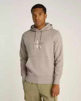 Мужская толстовка с капюшоном и монограммой Calvin Klein Jeans, бежевый