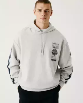 Мужская толстовка с капюшоном и напечатанными логотипами Pepe Jeans, серый