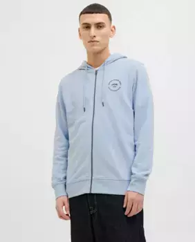 Мужская толстовка с капюшоном и небольшим логотипом сбоку Jack & Jones, голубой